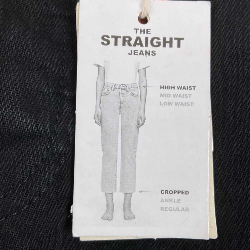 MNG Mango JeansHavana High Waisted Straight Leg‎ Black Frayed Hem Womens 2 NEW - Picture 6 of 16